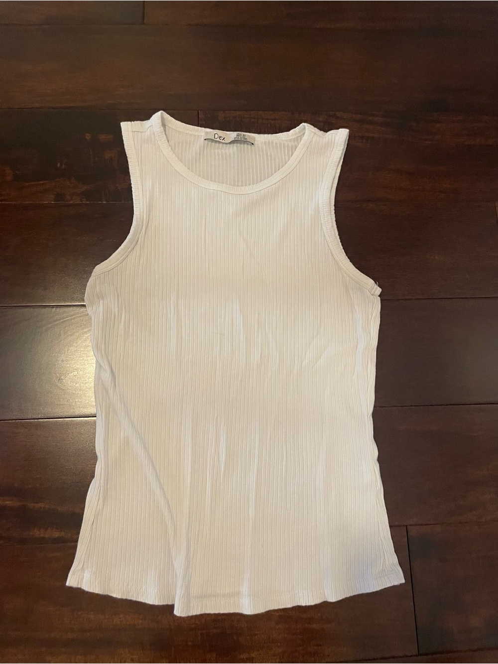 DEX White Ribbed Tank Top - Sleeveless Women’s Top